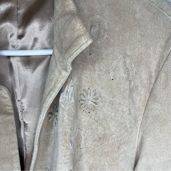 Coldwater Creek Vintage Suede Leather Woven Detail Jacket Size L - Picture 5 of 6